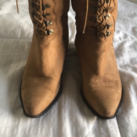 Vintage 70s Zodiac Bohemian Lace Up Boots - Picture 2 of 7